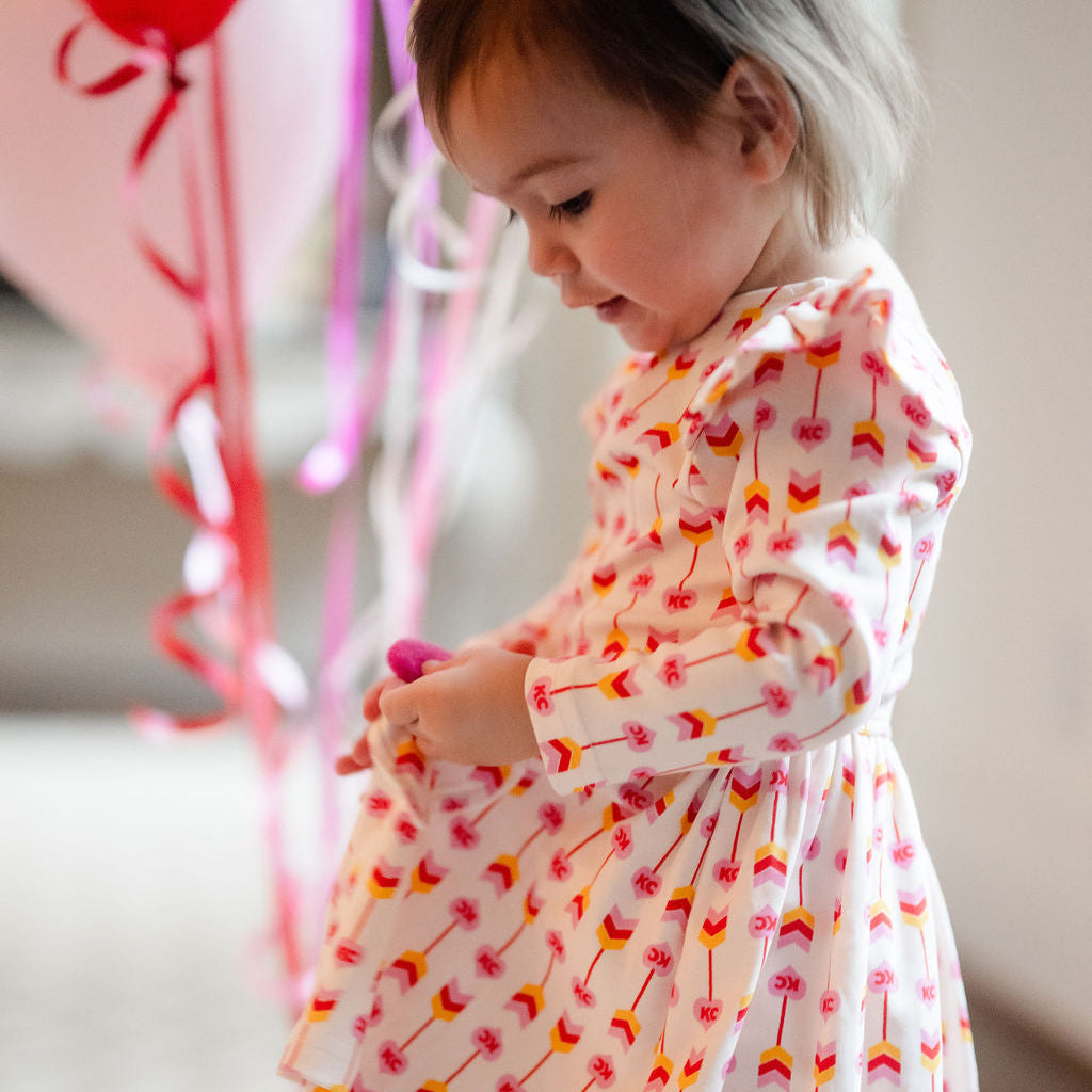 KC Chiefs Dress for Little Girls with Pockets