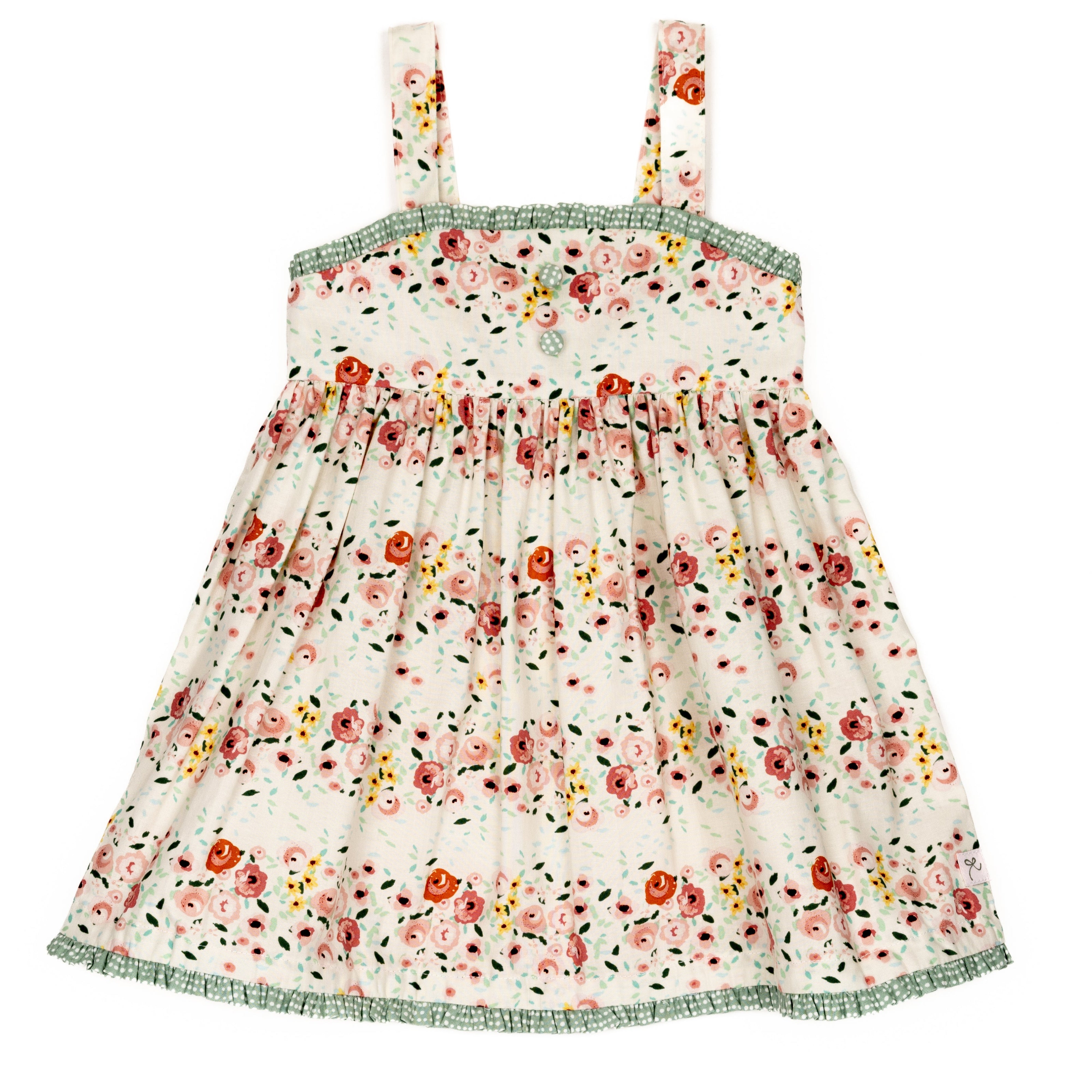 Floral dress with thin straps on a white background