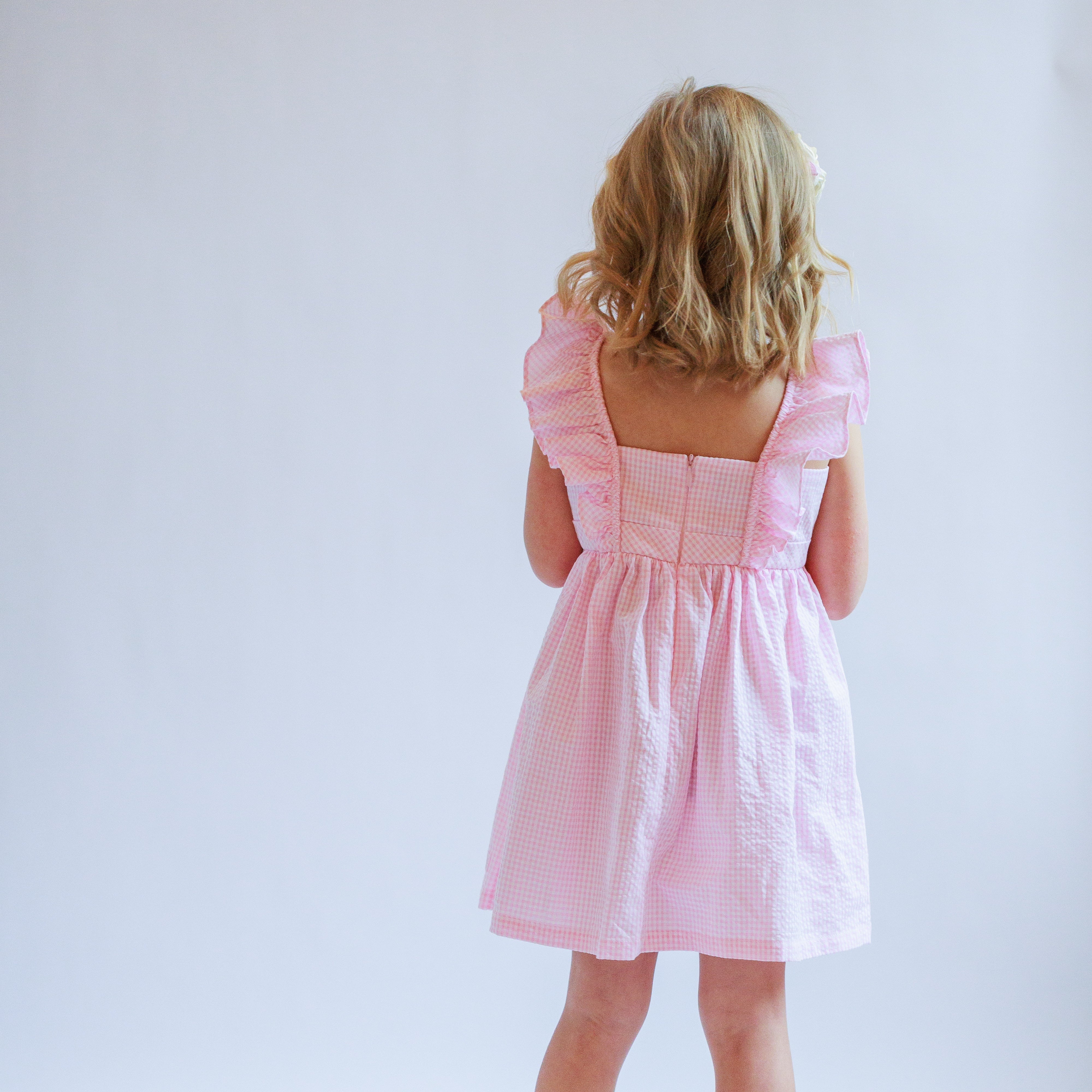 girls pink gingham dress