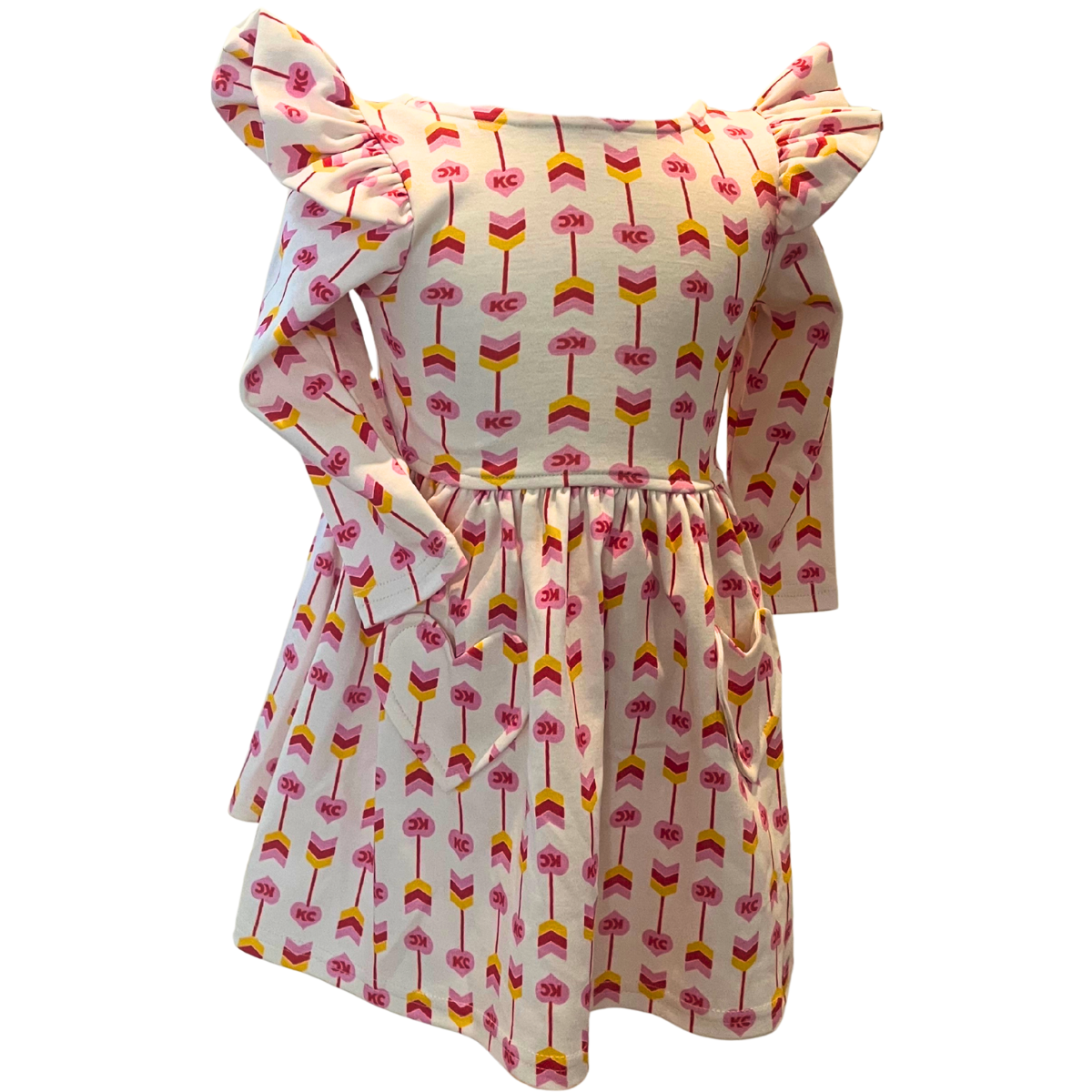KC Chiefs Dress for Little Girls with Pockets