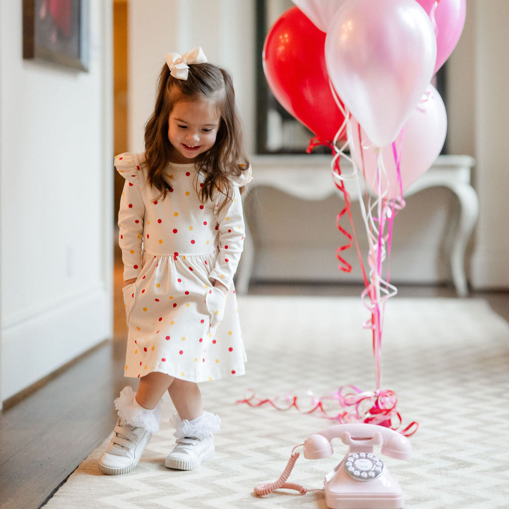 little girls KC Chiefs play dress with polka dots